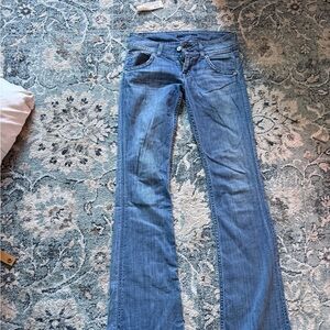 Classic Blue Hudson Women's Jeans- low rise flare relaxed fit jeans